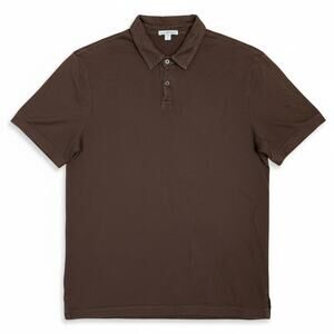 James Perse Polo Shirt Mens Medium Brown Standard Supima Cotton Casual USA $135